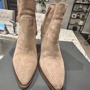 Vince Camuto Beige Perforated Ankle Booties